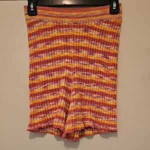 Free People High Waist Ribbed Shorts in Yellow, Pink, Orange